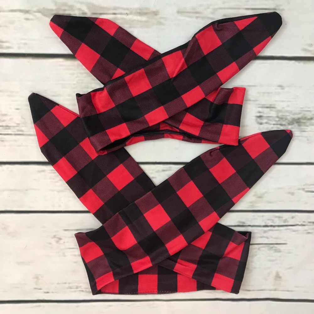 2Pc Mother/Daughter Buffalo Plaid BowKnot Headband - Picture 5 of 8